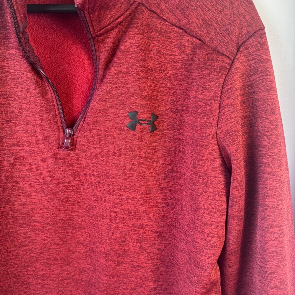 Under Armour  Fleece 1/4 Zip Pullover Men’s L Dark Red Loose Fit 1373358 - Picture 2 of 8